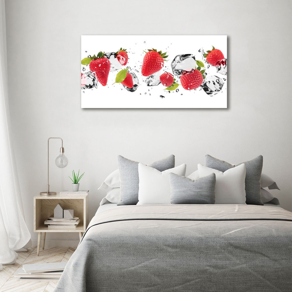 Tableau sur verre acrylique Fraises et eau