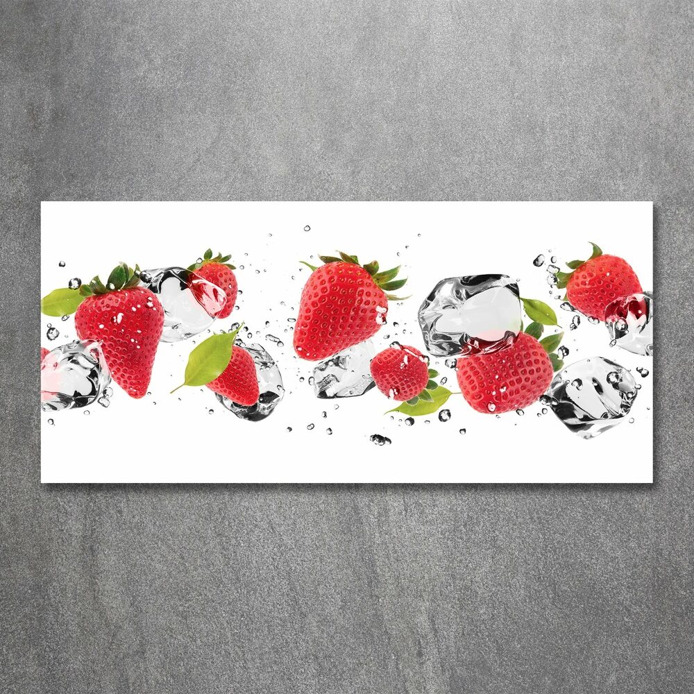 Tableau sur verre acrylique Fraises et eau