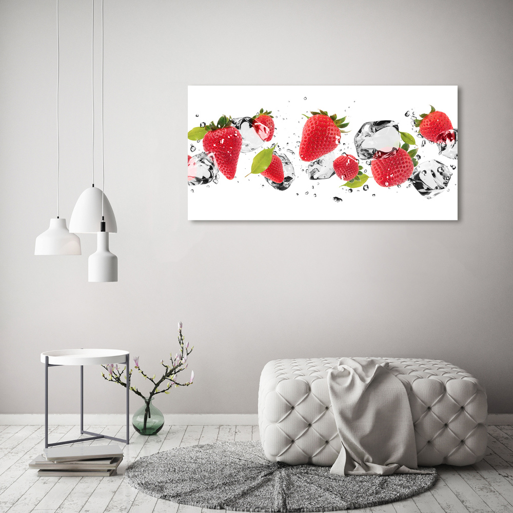 Tableau sur verre acrylique Fraises et eau