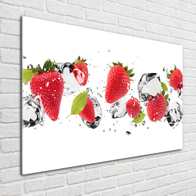 Tableau sur verre acrylique Fraises et eau