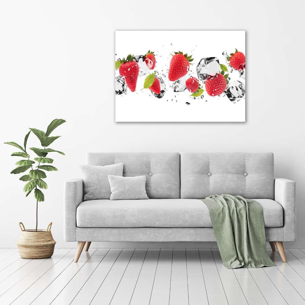 Tableau sur verre acrylique Fraises et eau