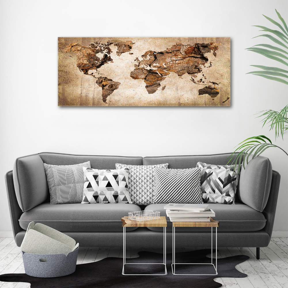 Tableau acrylique Carte du monde en bois