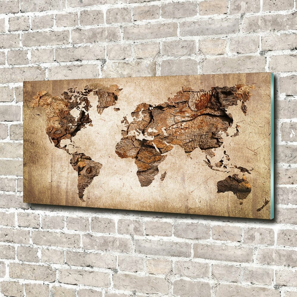 Tableau acrylique Carte du monde en bois