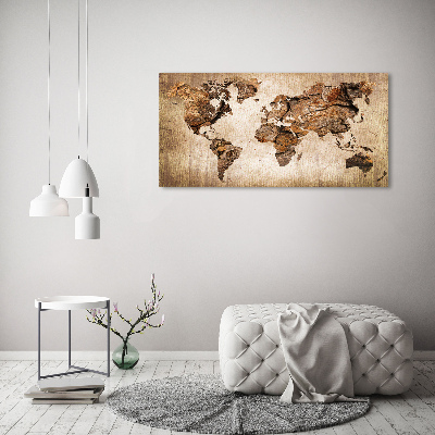 Tableau acrylique Carte du monde en bois