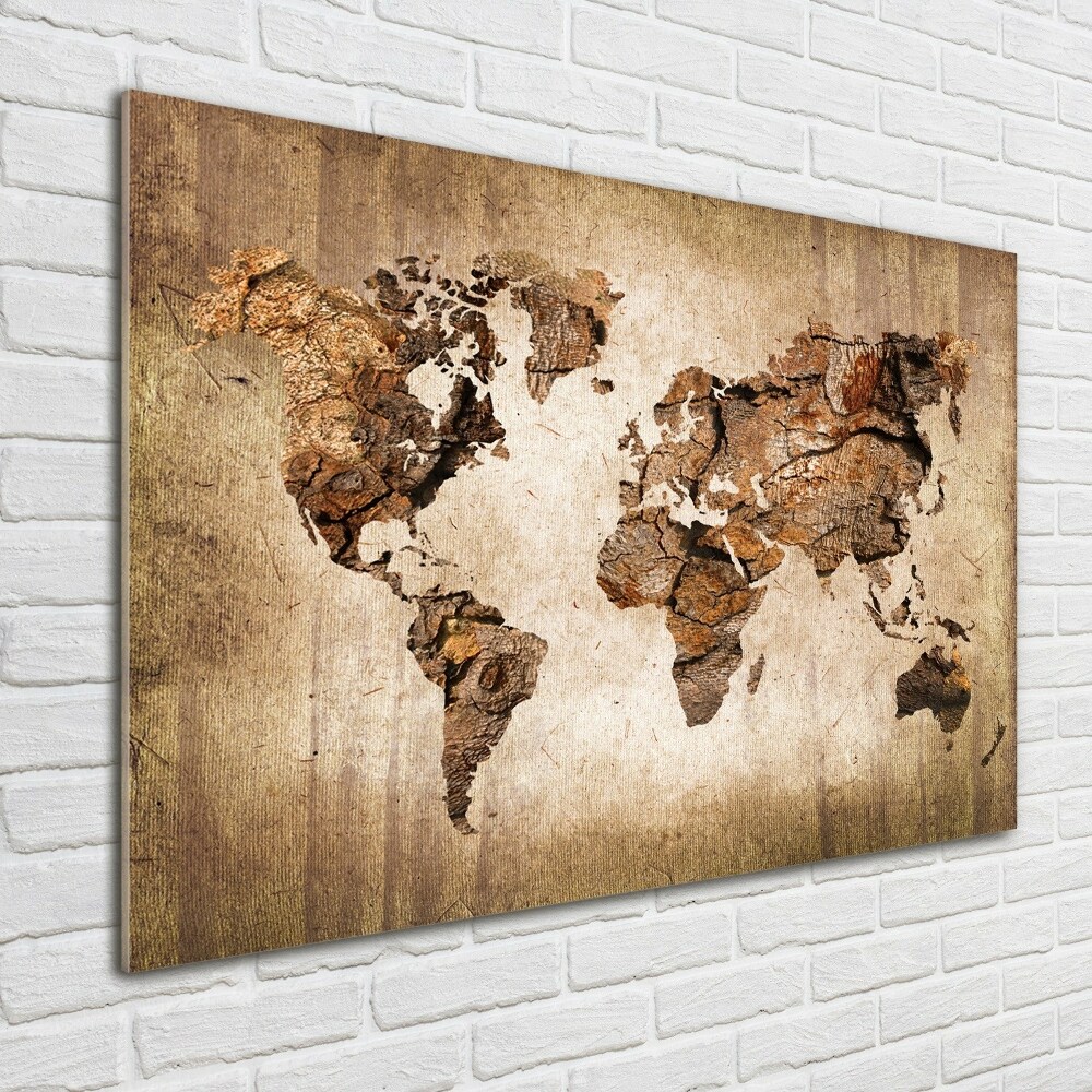 Tableau acrylique Carte du monde en bois