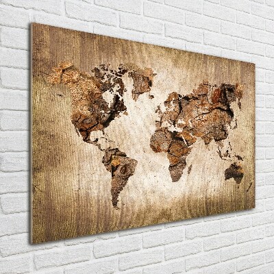 Tableau acrylique Carte du monde en bois