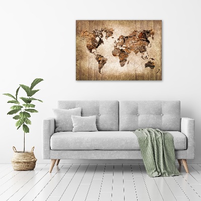 Tableau acrylique Carte du monde en bois