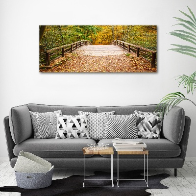 Tableau sur verre acrylique Pont dans les bois Automne