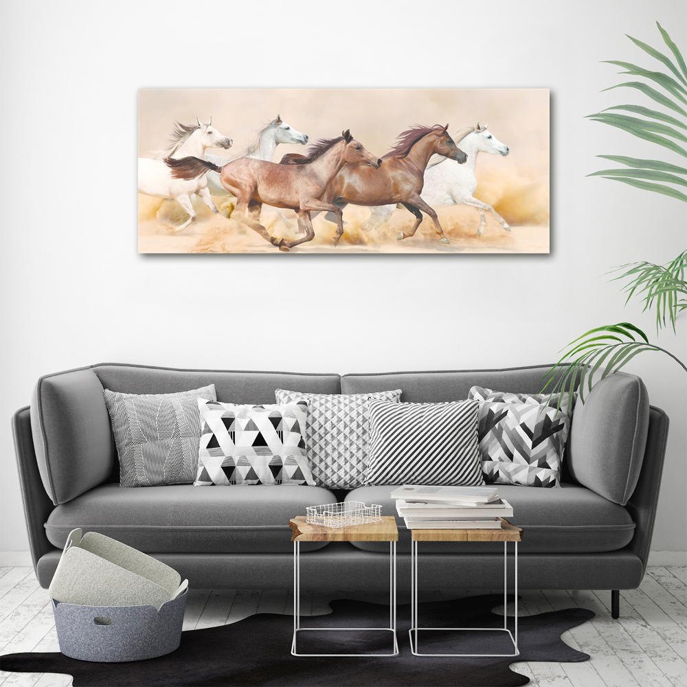 Tableau sur verre acrylique Chevaux au galop