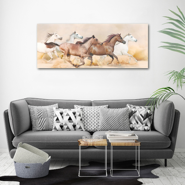 Tableau sur verre acrylique Chevaux au galop