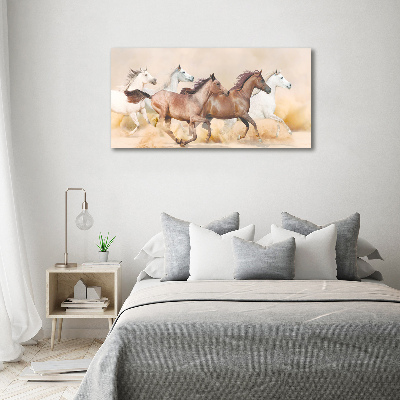 Tableau sur verre acrylique Chevaux au galop