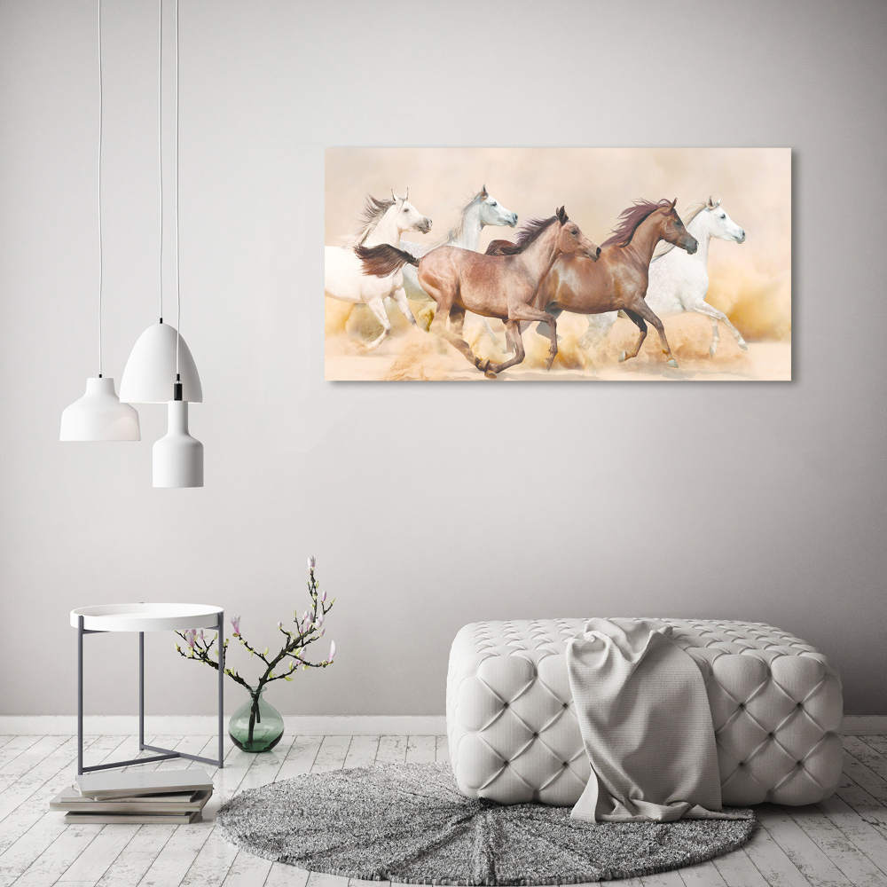 Tableau sur verre acrylique Chevaux au galop