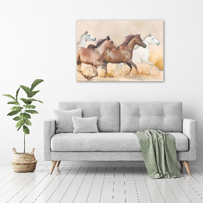 Tableau sur verre acrylique Chevaux au galop