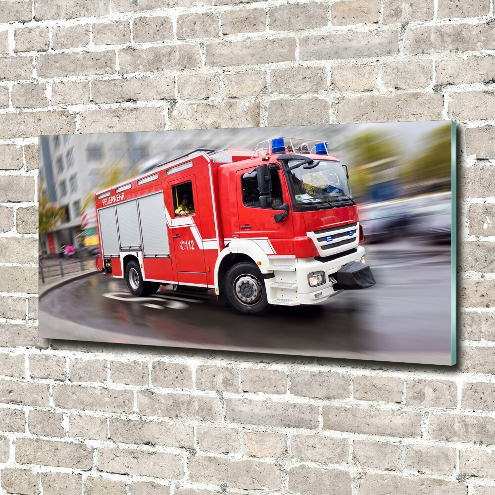 Tableau sur verre acrylique Camion de pompiers