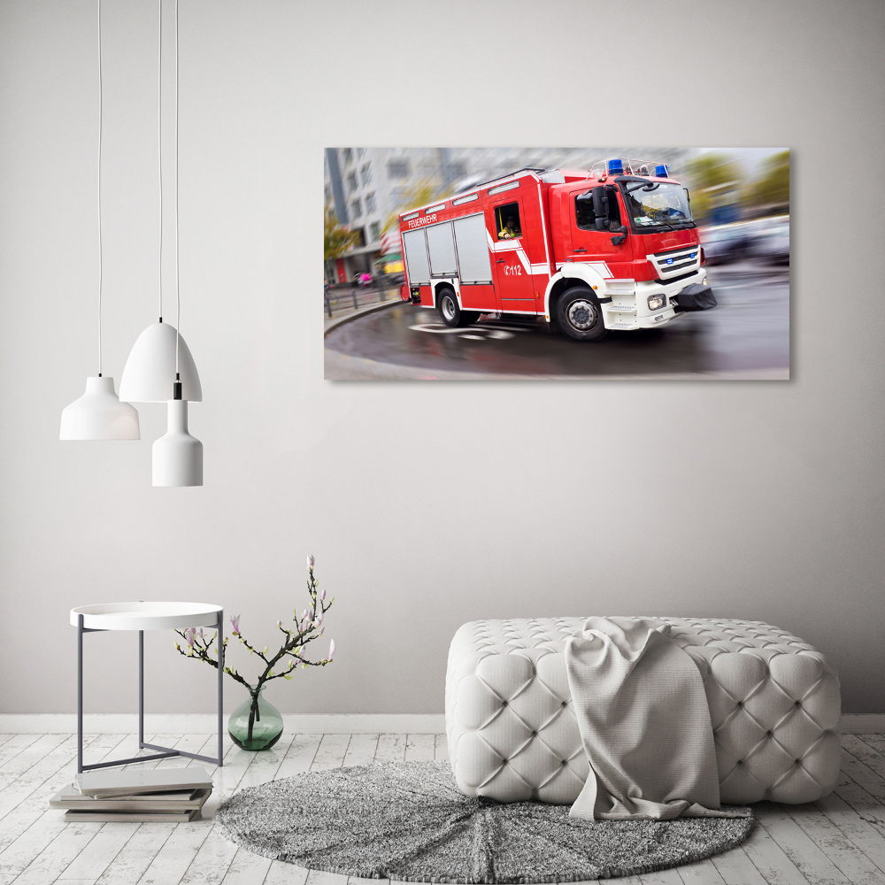 Tableau sur verre acrylique Camion de pompiers