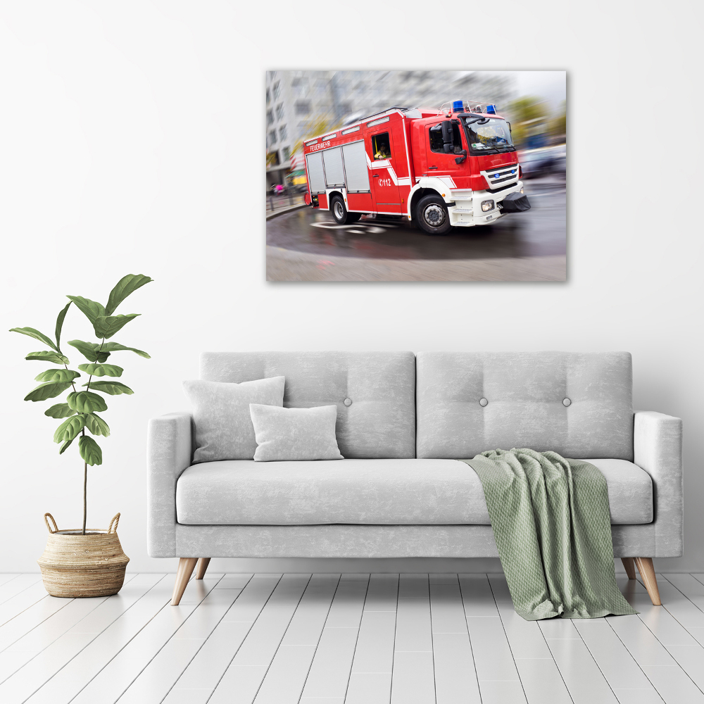 Tableau sur verre acrylique Camion de pompiers