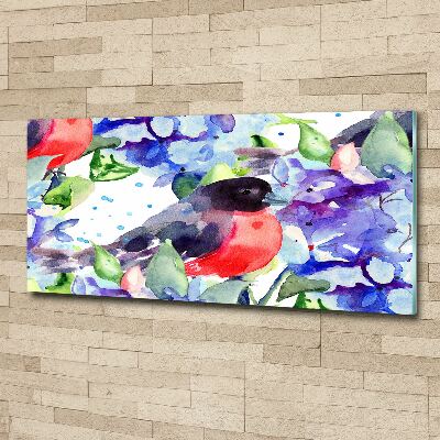 Tableau verre acrylique Oiseau et fleurs