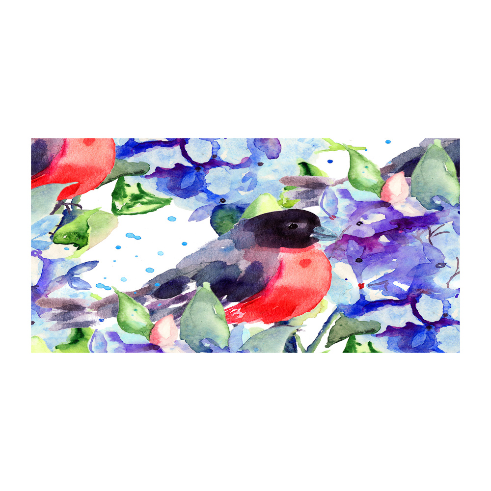 Tableau verre acrylique Oiseau et fleurs