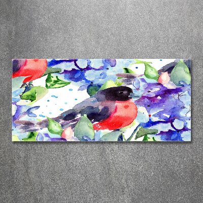 Tableau verre acrylique Oiseau et fleurs