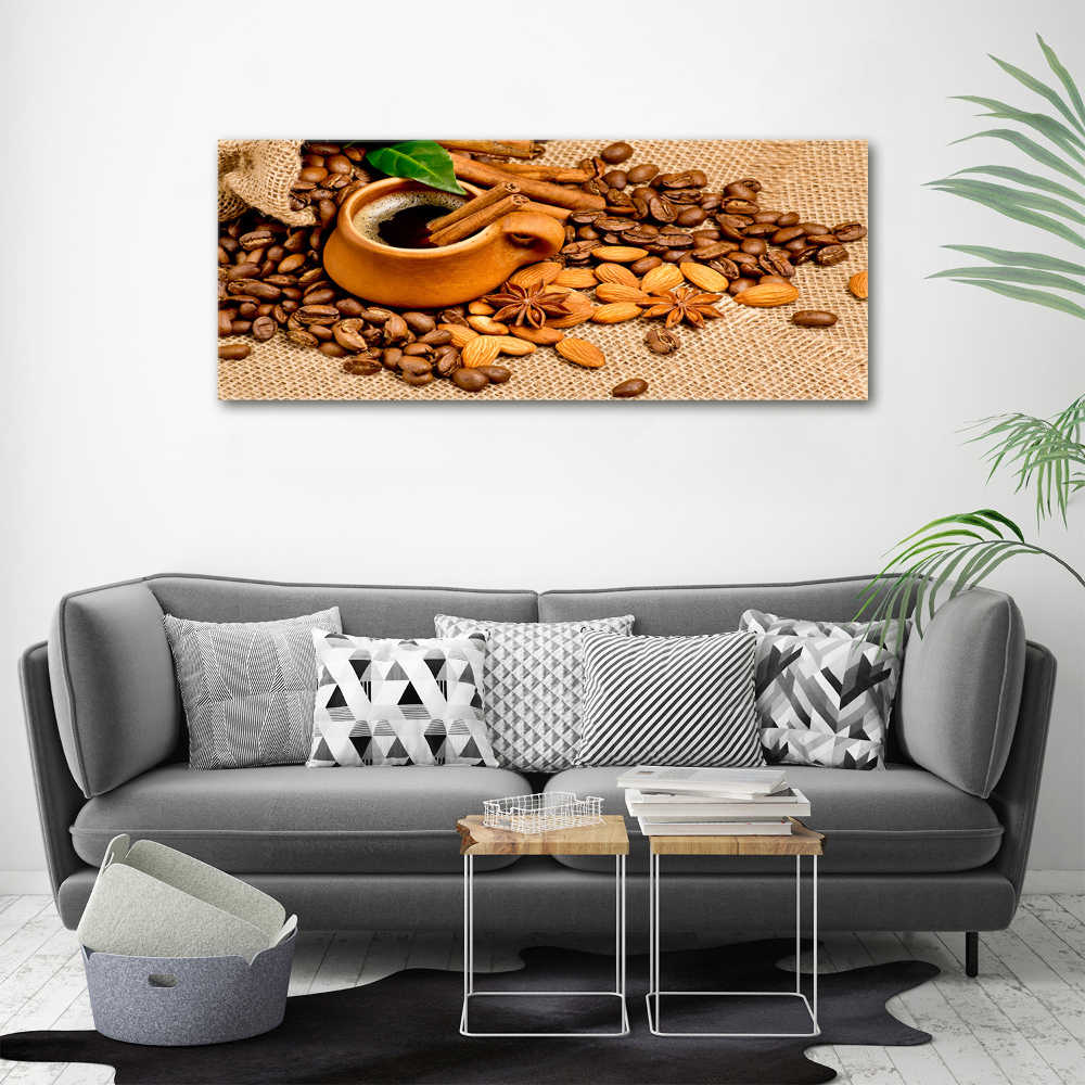 Tableau en acrylique Grains de café et tasse