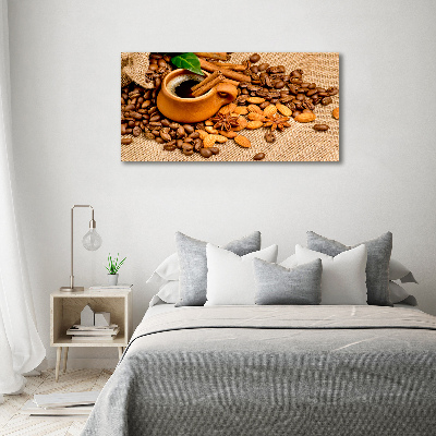 Tableau en acrylique Grains de café et tasse