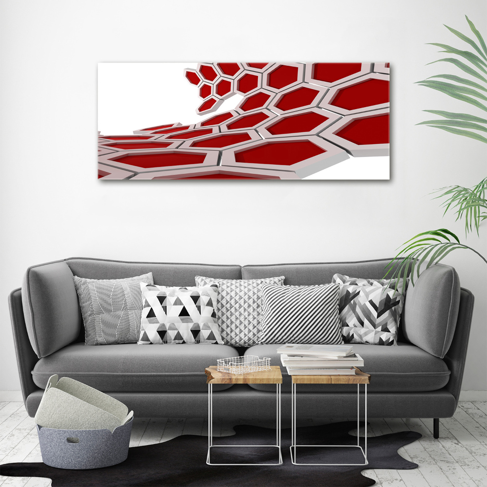 Tableau verre acrylique Abstraction 3D d'hexagones