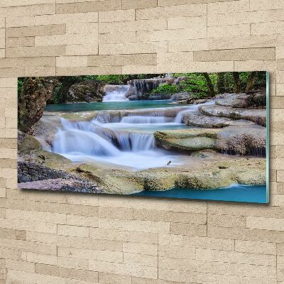 Tableau sur verre acrylique Cascade dans la forêt