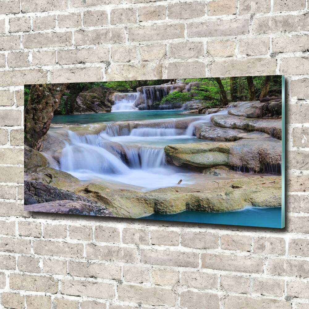 Tableau sur verre acrylique Cascade dans la forêt