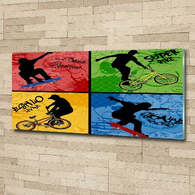 Tableau sur verre acrylique Vélo et skateboard