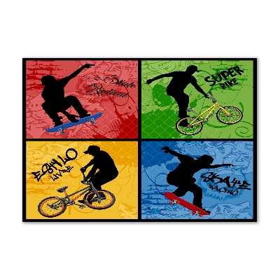 Tableau sur verre acrylique Vélo et skateboard