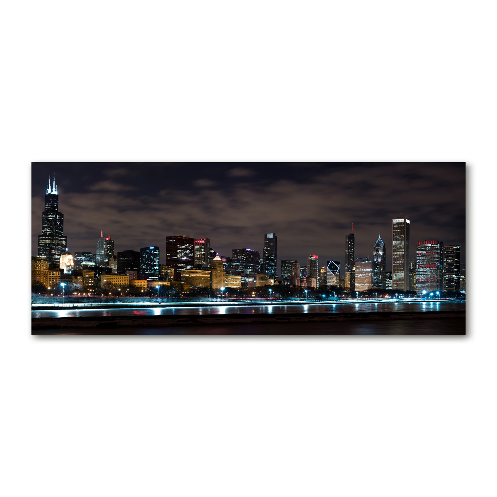 Tableau verre acrylique Chicago la nuit