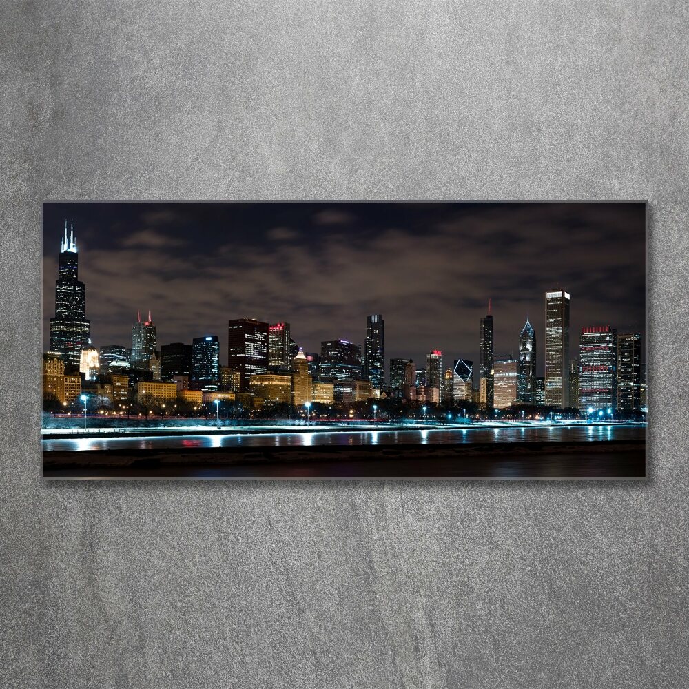 Tableau verre acrylique Chicago la nuit