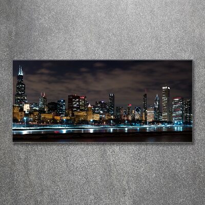 Tableau verre acrylique Chicago la nuit