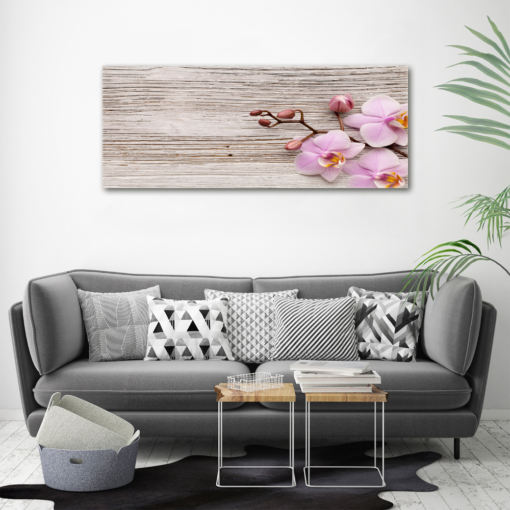 Tableau acrylique Orchidée sur bois