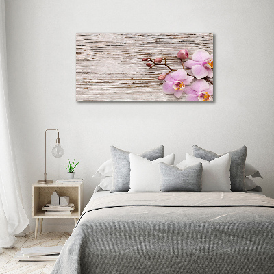 Tableau acrylique Orchidée sur bois