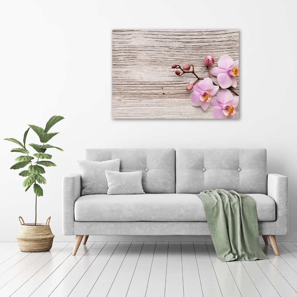 Tableau acrylique Orchidée sur bois