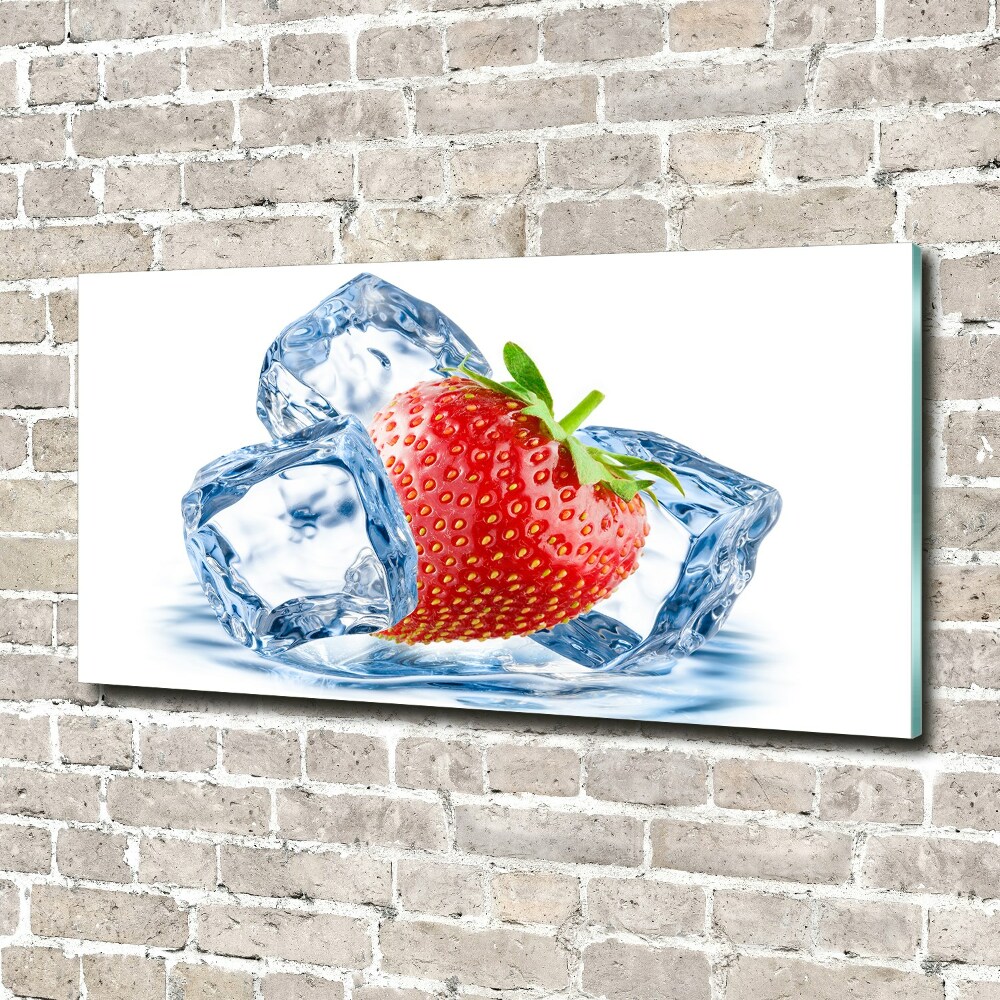 Tableau verre acrylique Fraise avec glace