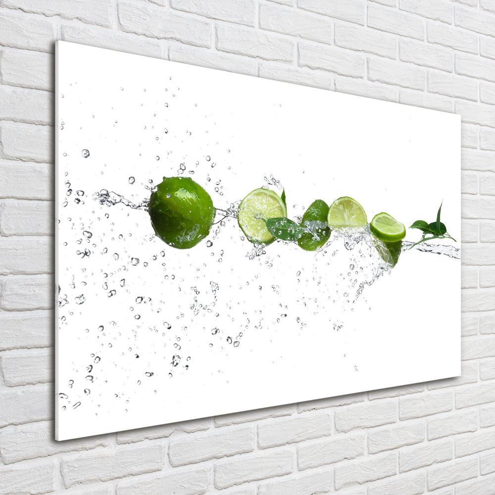 Tableau verre acrylique Citron vert et eau