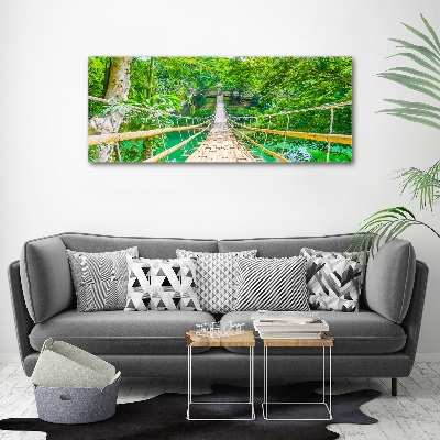 Tableau sur verre acrylique Le pont de la forêt de bambous