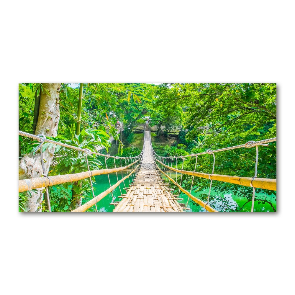 Tableau sur verre acrylique Le pont de la forêt de bambous