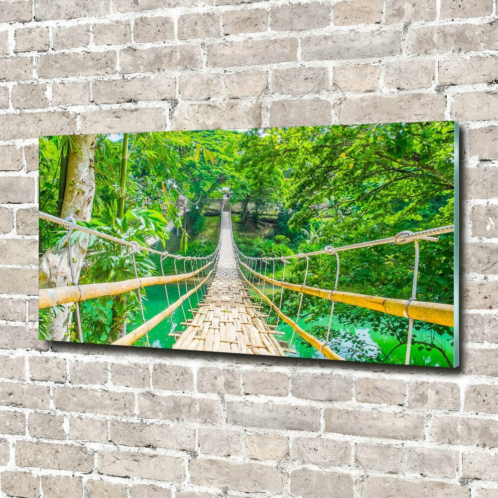 Tableau sur verre acrylique Le pont de la forêt de bambous