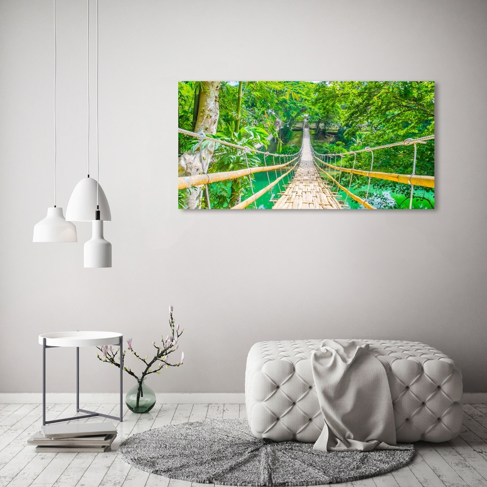 Tableau sur verre acrylique Le pont de la forêt de bambous