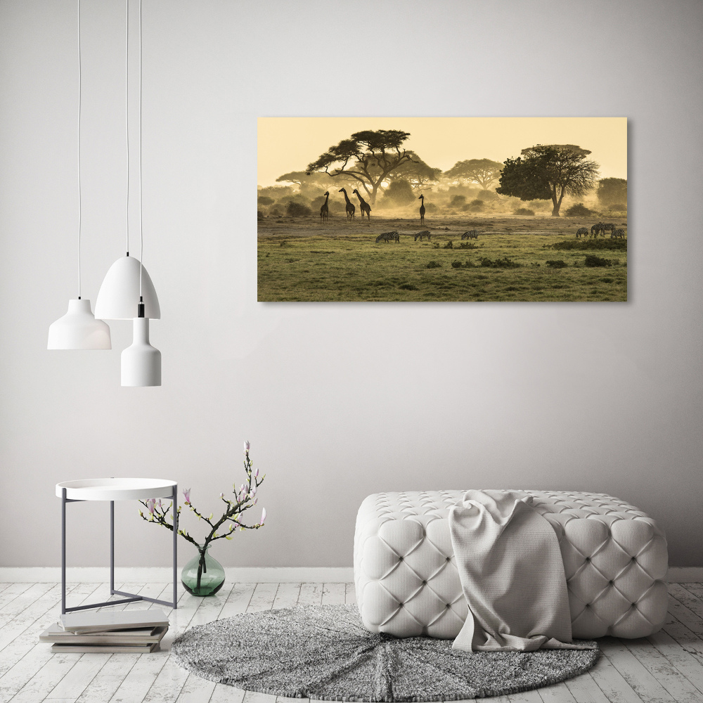 Tableau sur verre acrylique Girafes dans la savane