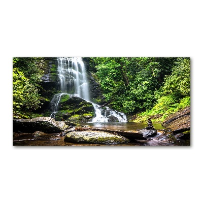 Tableau sur verre acrylique Cascade en forêt