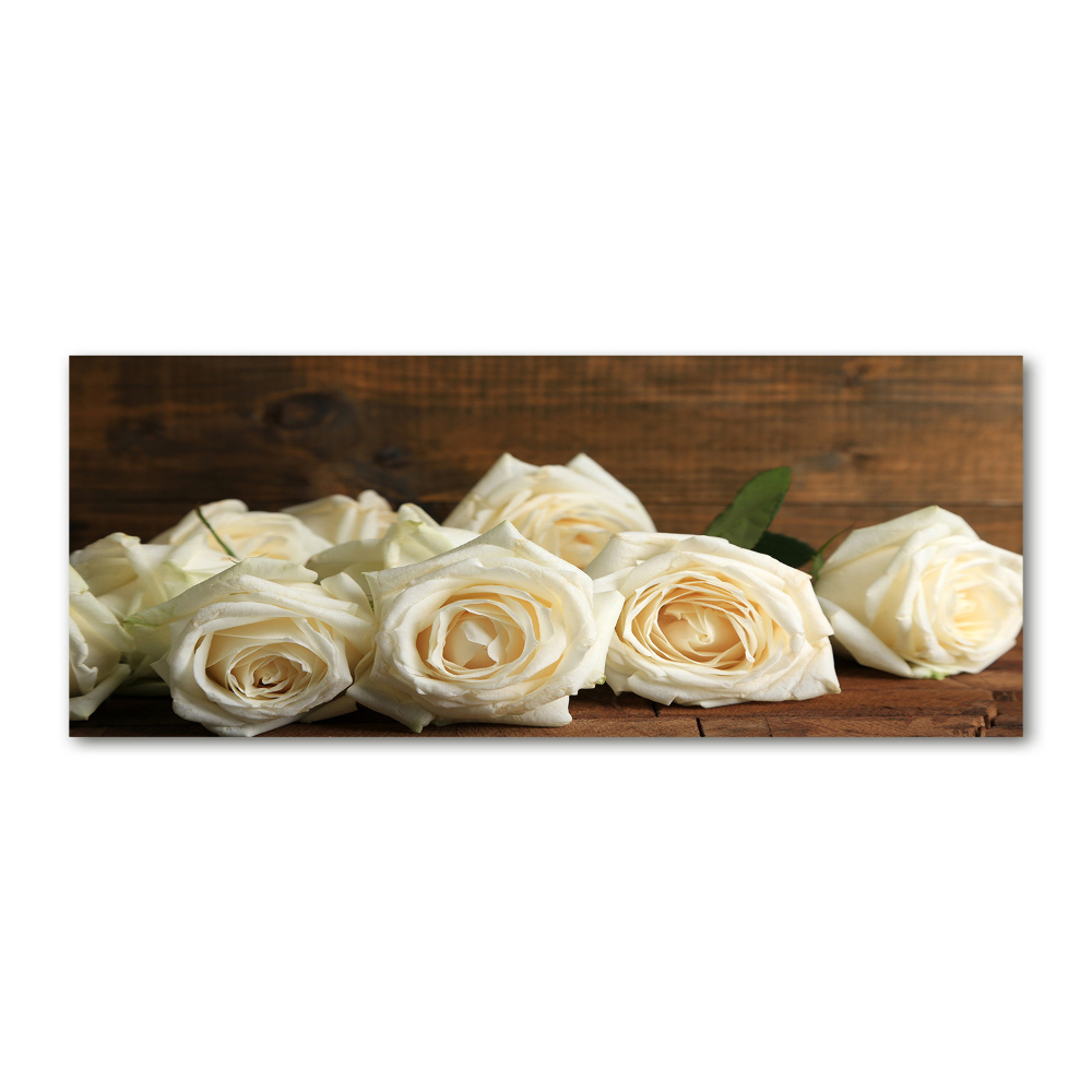 Tableau verre acrylique Roses blanches