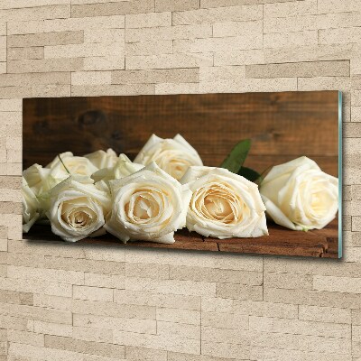 Tableau verre acrylique Roses blanches