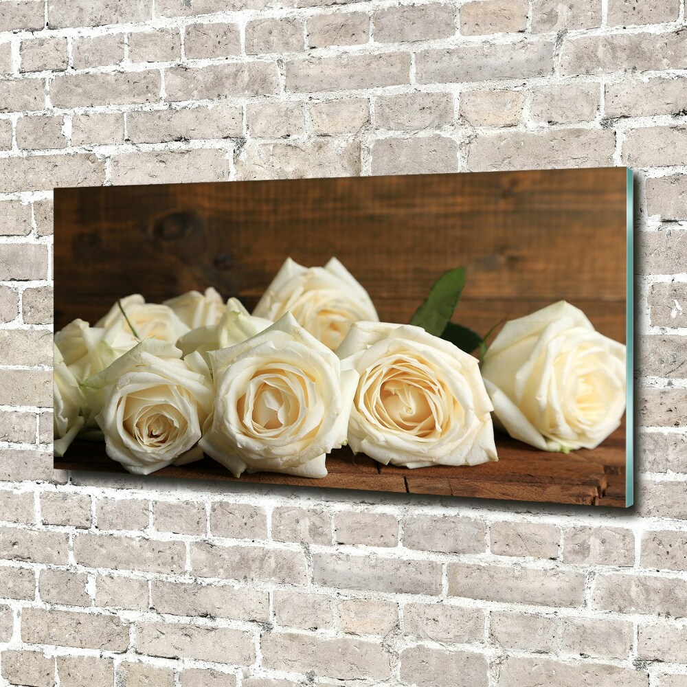 Tableau verre acrylique Roses blanches