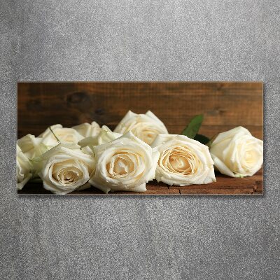 Tableau verre acrylique Roses blanches