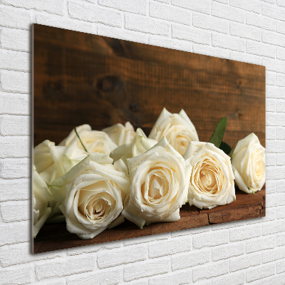 Tableau verre acrylique Roses blanches