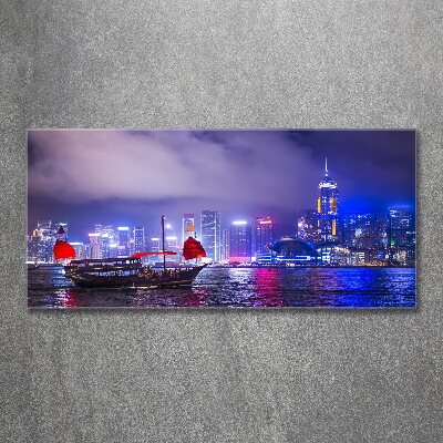 Tableau acrylique Hong kong la nuit